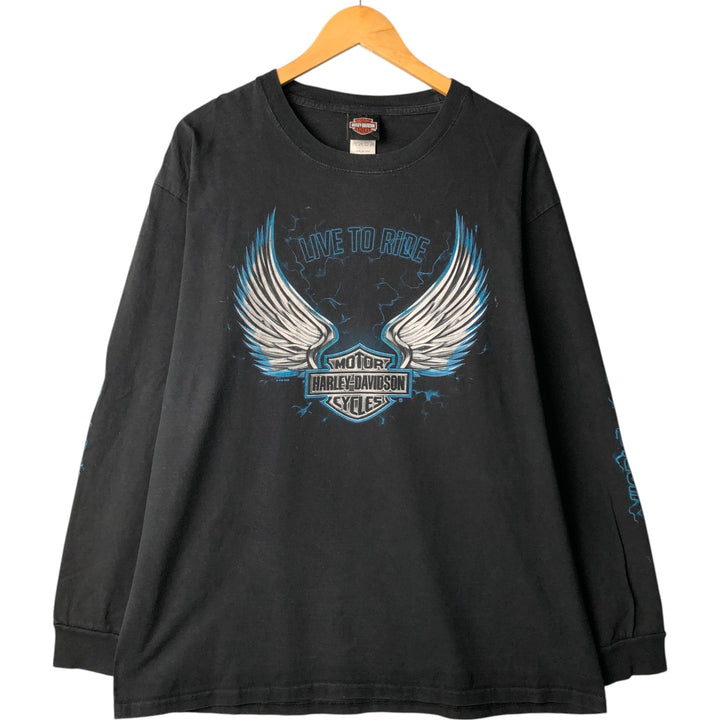 00'S Harley-Davidson Long Sleeve T-Shirt, Men's XL Size cotton black type Vintage Second Hand