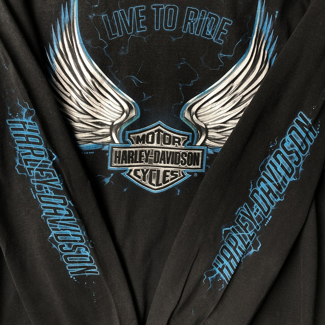 00'S Harley-Davidson Long Sleeve T-Shirt, Men's XL Size cotton black type Vintage Second Hand