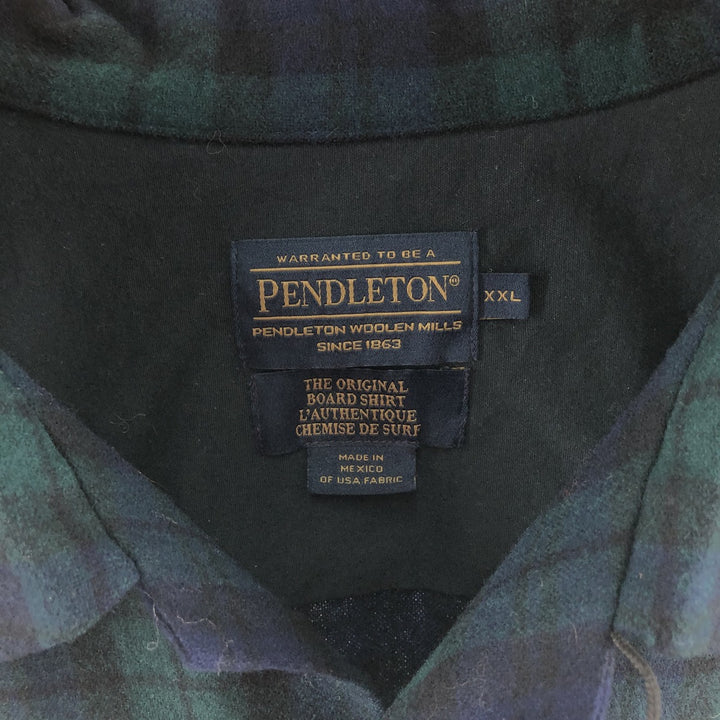 Pendleton Open Collar Board Shirt Black Watch Check Wool Box Shirt Men's XXL /evb009183