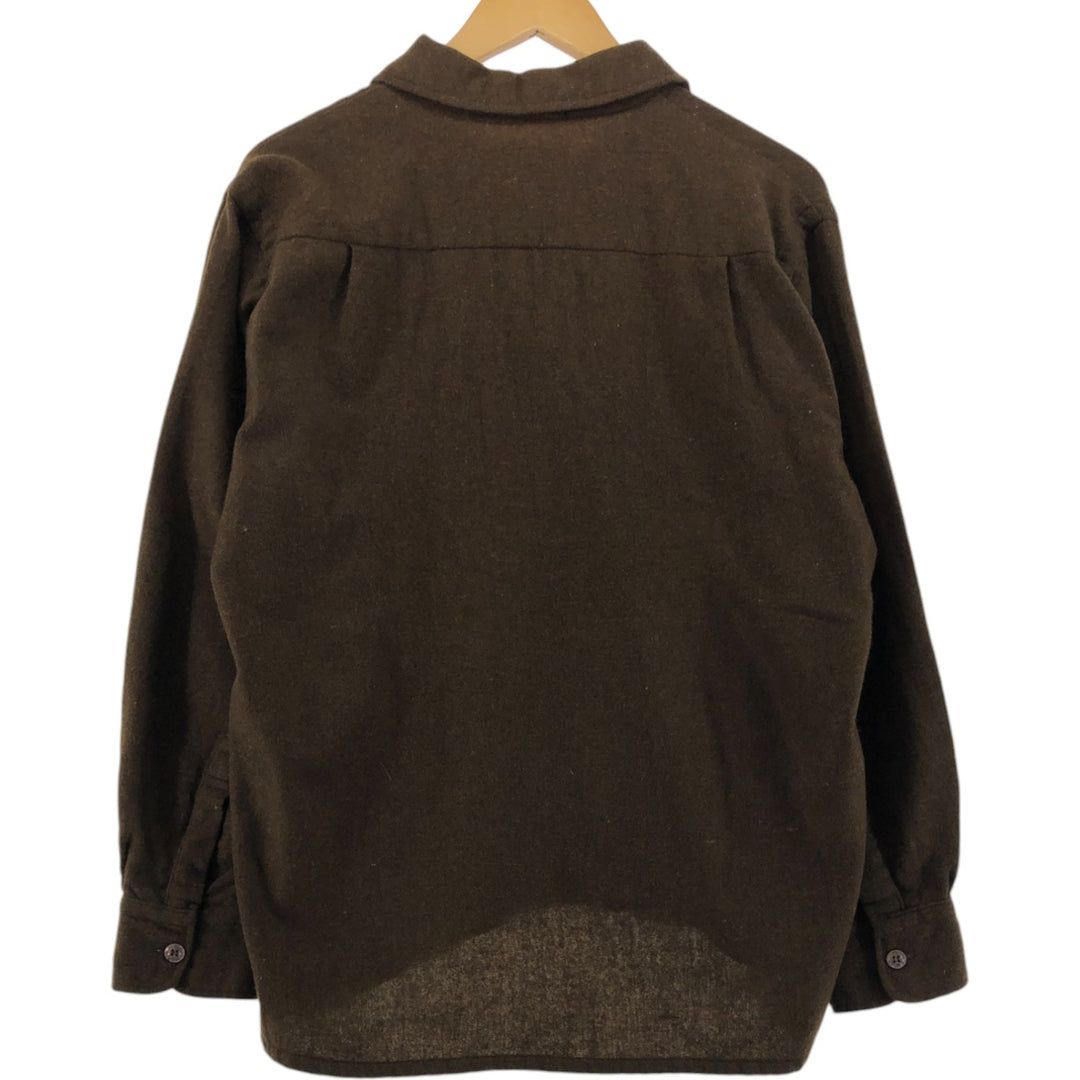 70s~ MERVYN'S COLLECTION Open Collar Wool Box Shirt Men's Size L Vintage /evb009184