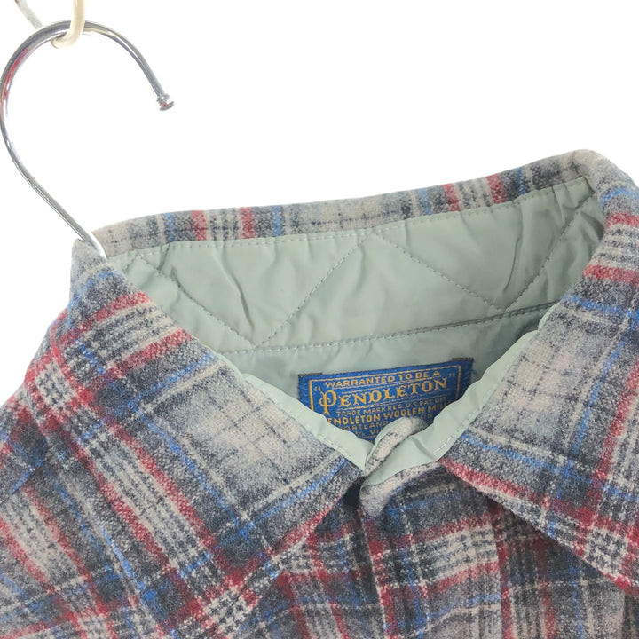 70'S Pendleton Ombre Check Wool Shirt Made in USA Men's M Size Vintage /evb009187