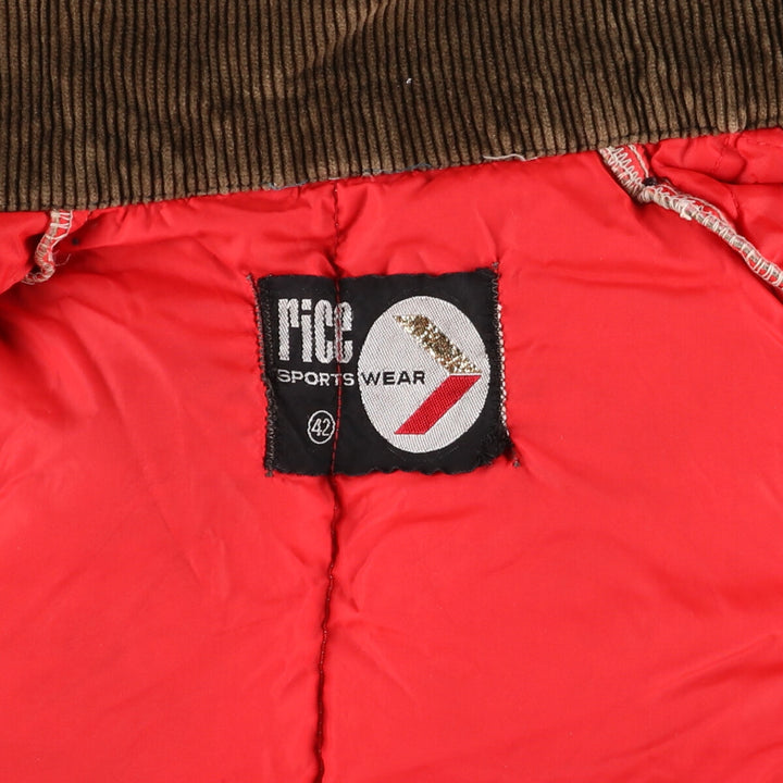 70s~80'S RICE SPORTS WEAR Down Jacket Men's M Size Vintage unclear Beige type Vintage Second Hand
