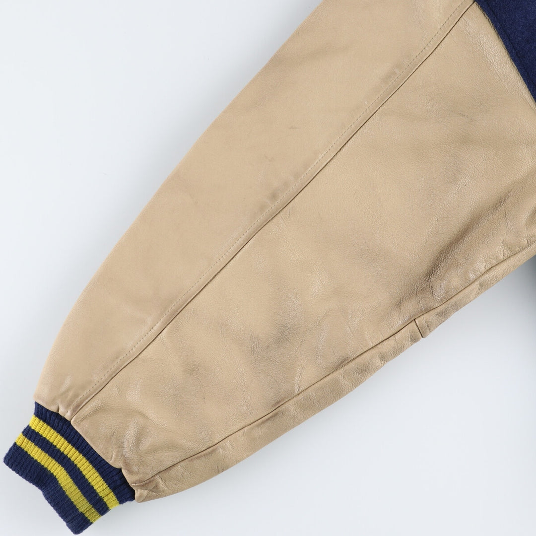 90'S Nike University of Michigan Leather Sleeve Wool Varsity Jacket Award Jacket Varsity Jacket Made in Canada Men's XL /evb009207