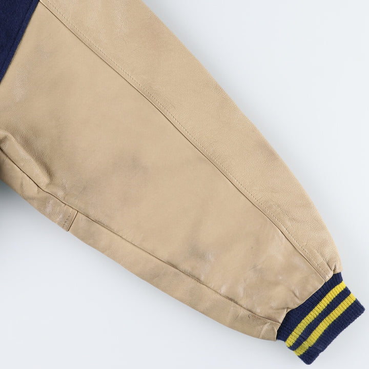 90'S Nike University of Michigan Leather Sleeve Wool Varsity Jacket Award Jacket Varsity Jacket Made in Canada Men's XL /evb009207