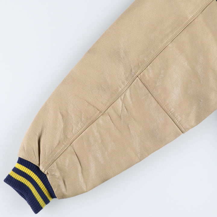 90'S Nike University of Michigan Leather Sleeve Wool Varsity Jacket Award Jacket Varsity Jacket Made in Canada Men's XL /evb009207