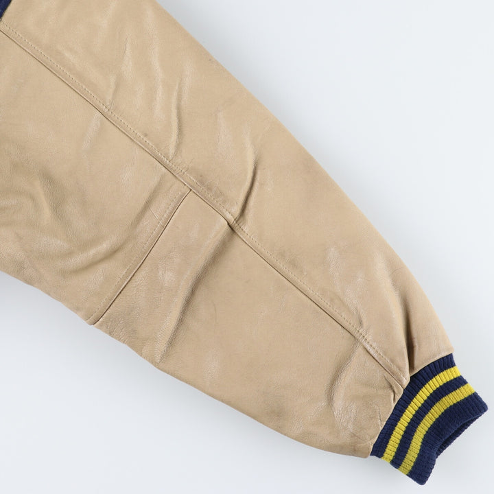 90'S Nike University of Michigan Leather Sleeve Wool Varsity Jacket Award Jacket Varsity Jacket Made in Canada Men's XL /evb009207