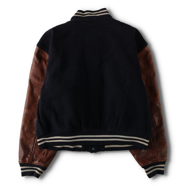 90'S POLO by Ralph Lauren Leather Sleeve Wool Stadium Jacket Award Jacket Men's XL /evb009208