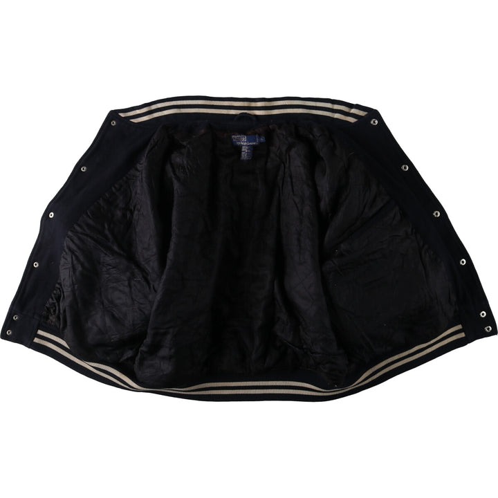 90'S POLO by Ralph Lauren Leather Sleeve Wool Stadium Jacket Award Jacket Men's XL /evb009208