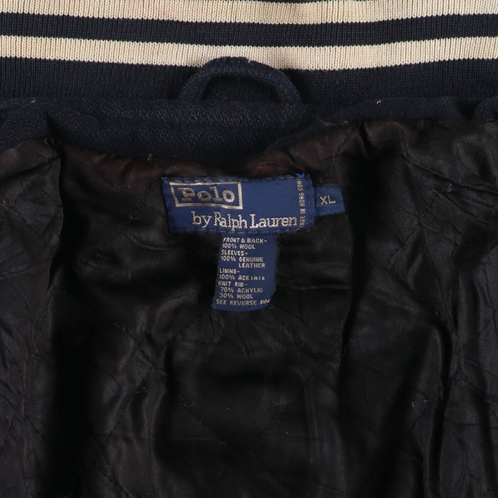 90'S POLO by Ralph Lauren Leather Sleeve Wool Stadium Jacket Award Jacket Men's XL /evb009208