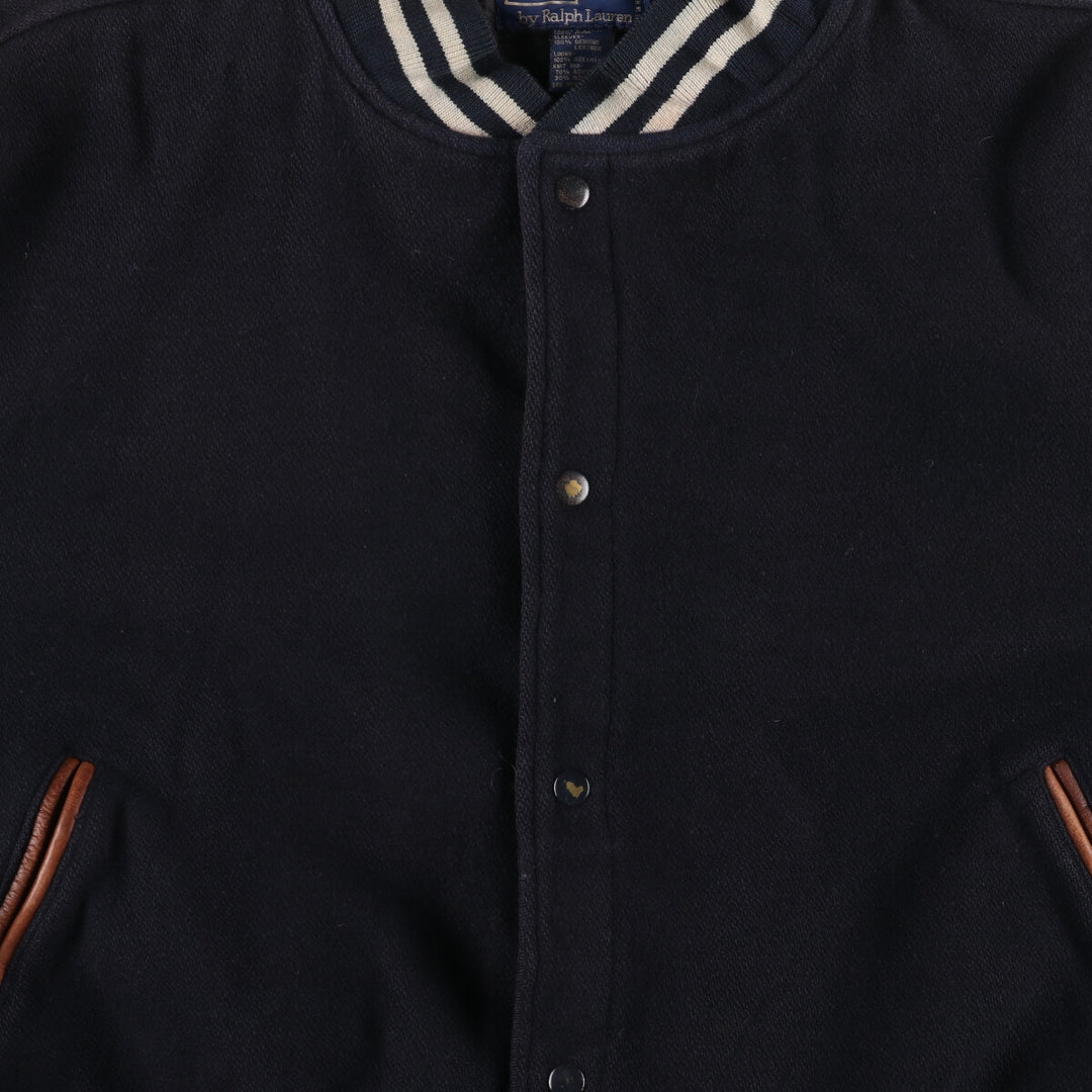 90'S POLO by Ralph Lauren Leather Sleeve Wool Stadium Jacket Award Jacket Men's XL /evb009208