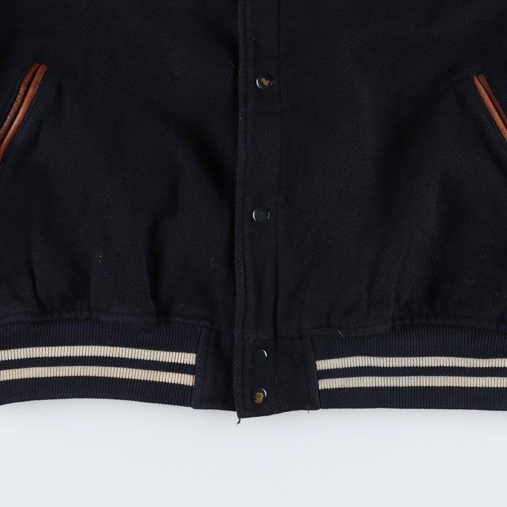 90'S POLO by Ralph Lauren Leather Sleeve Wool Stadium Jacket Award Jacket Men's XL /evb009208