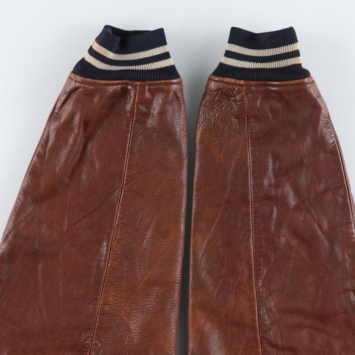 90'S POLO by Ralph Lauren Leather Sleeve Wool Stadium Jacket Award Jacket Men's XL /evb009208