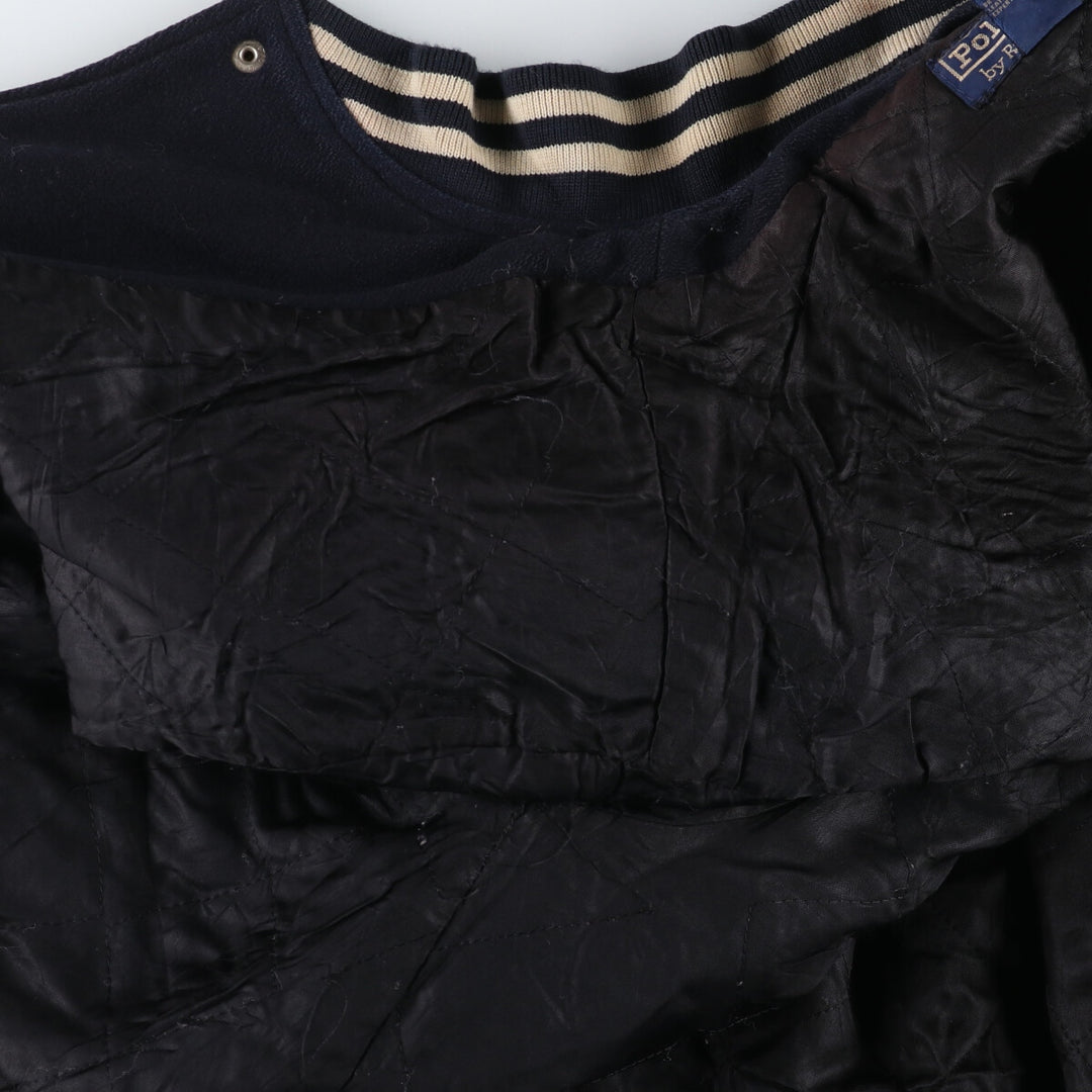 90'S POLO by Ralph Lauren Leather Sleeve Wool Stadium Jacket Award Jacket Men's XL /evb009208