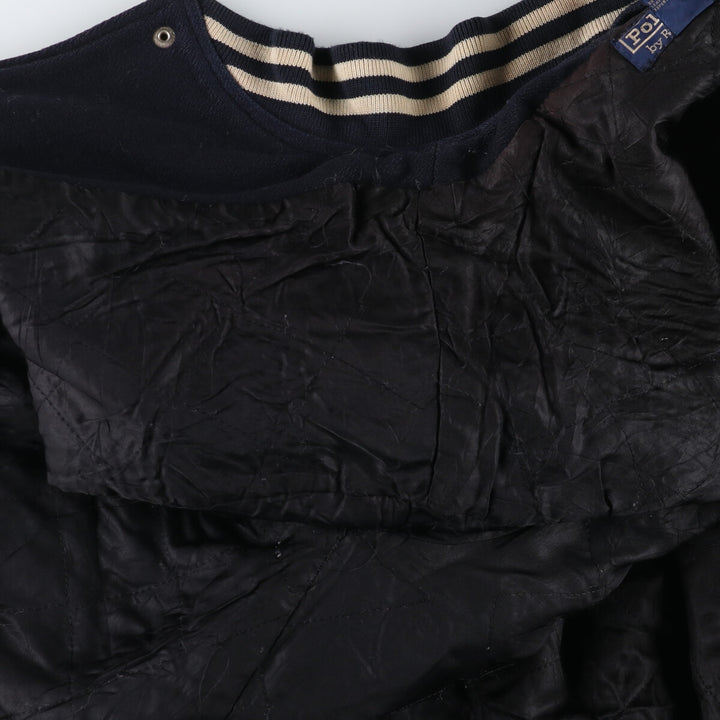 90'S POLO by Ralph Lauren Leather Sleeve Wool Stadium Jacket Award Jacket Men's XL /evb009208