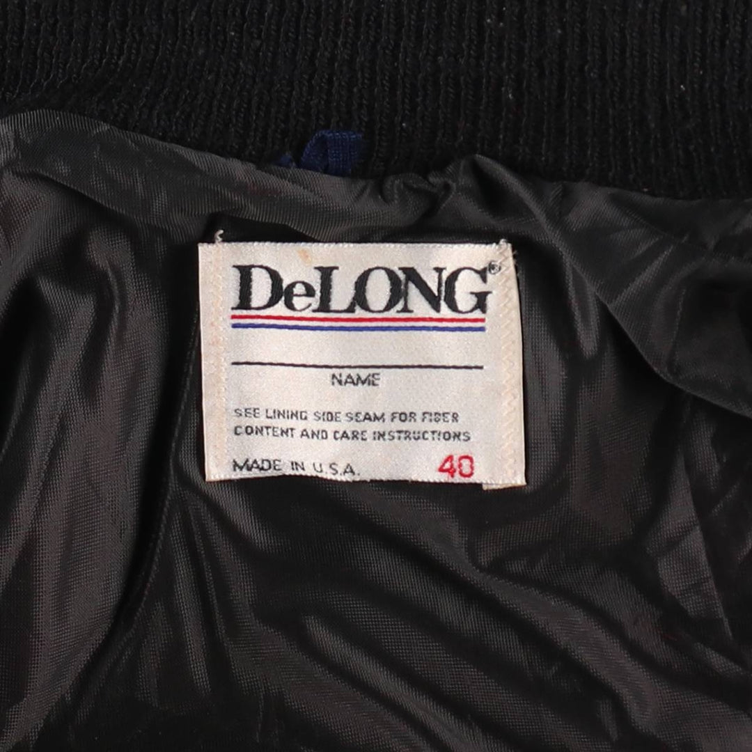 90'S DeLong NBA Chicago Bulls Sleeve Leather Wool Button Varsity Jacket Made in USA Men's L Size Vintage /evb009211