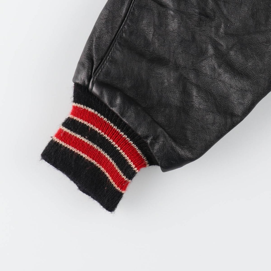 90'S DeLong NBA Chicago Bulls Sleeve Leather Wool Button Varsity Jacket Made in USA Men's L Size Vintage /evb009211