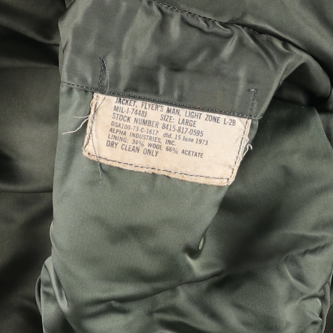 1970'S US military genuine L-2B military flight jacket made in USA LARGE equivalent to men's L vintage /evb009215