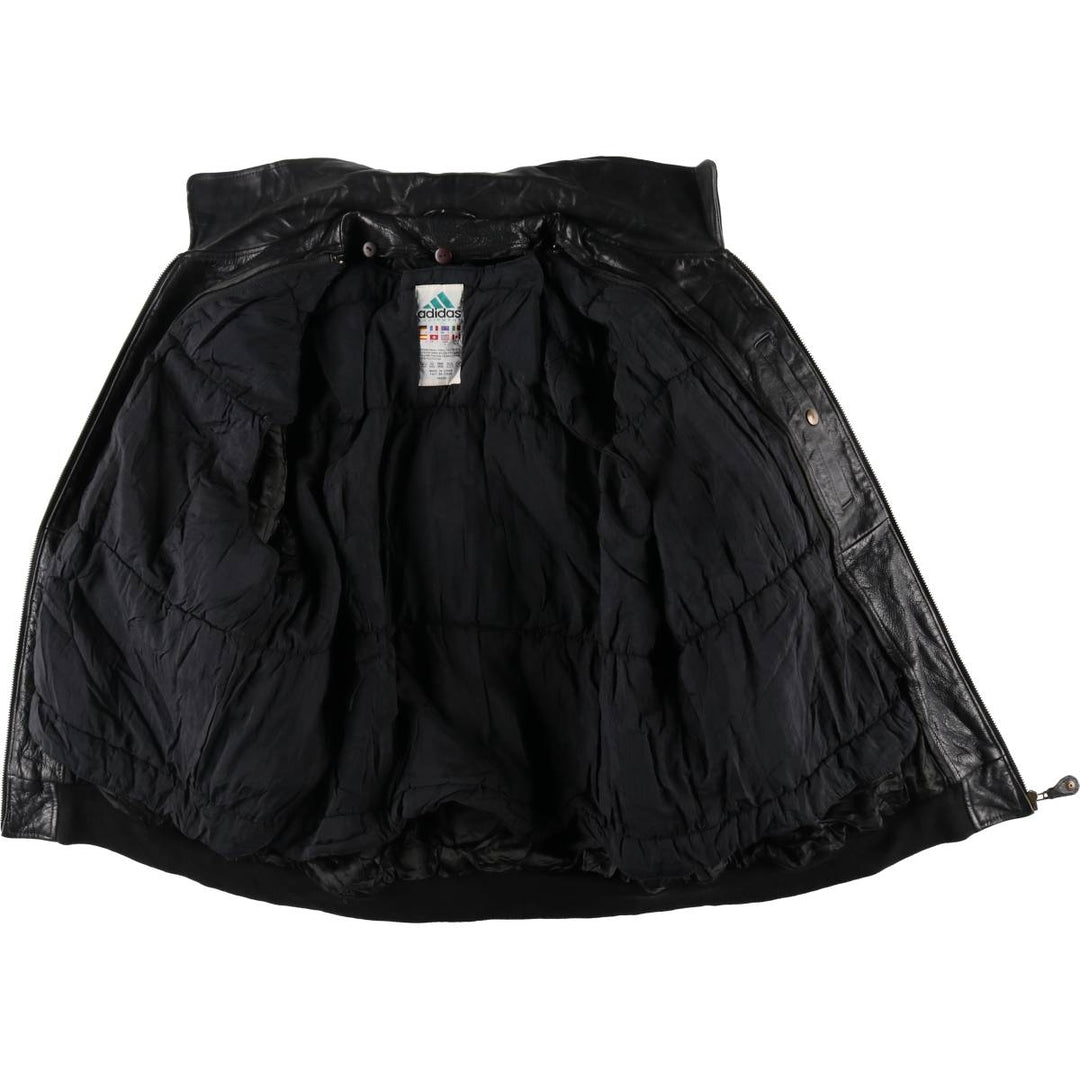 90'S Adidas Equipment with liner, back embroidery, leather blouson type, men's size L, vintage /evb009219