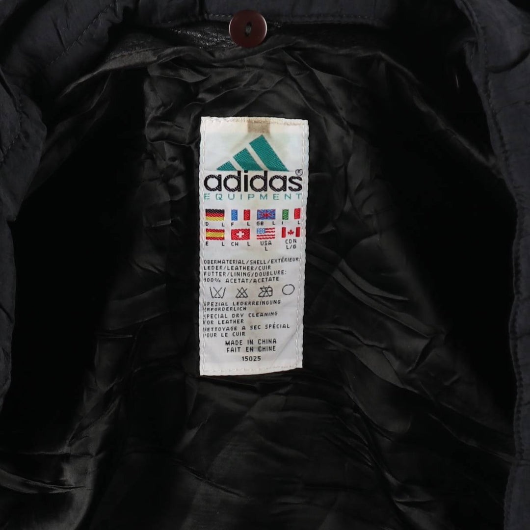 90'S Adidas Equipment with liner, back embroidery, leather blouson type, men's size L, vintage /evb009219