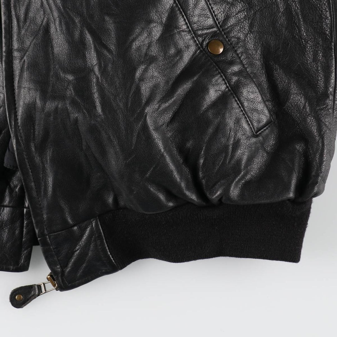 90'S Adidas Equipment with liner, back embroidery, leather blouson type, men's size L, vintage /evb009219