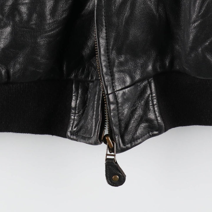 90'S Adidas Equipment with liner, back embroidery, leather blouson type, men's size L, vintage /evb009219