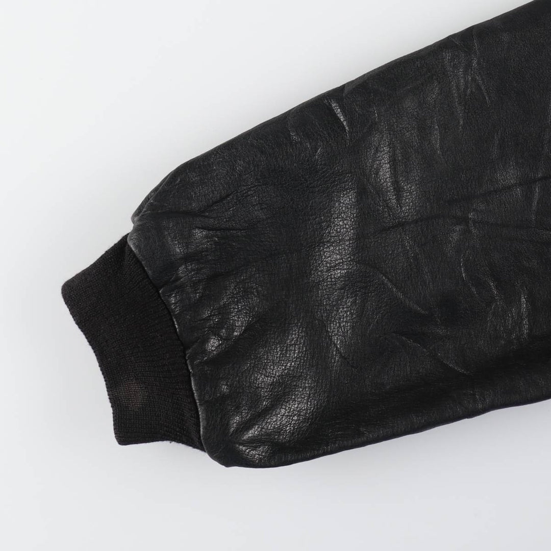 90'S Adidas Equipment with liner, back embroidery, leather blouson type, men's size L, vintage /evb009219