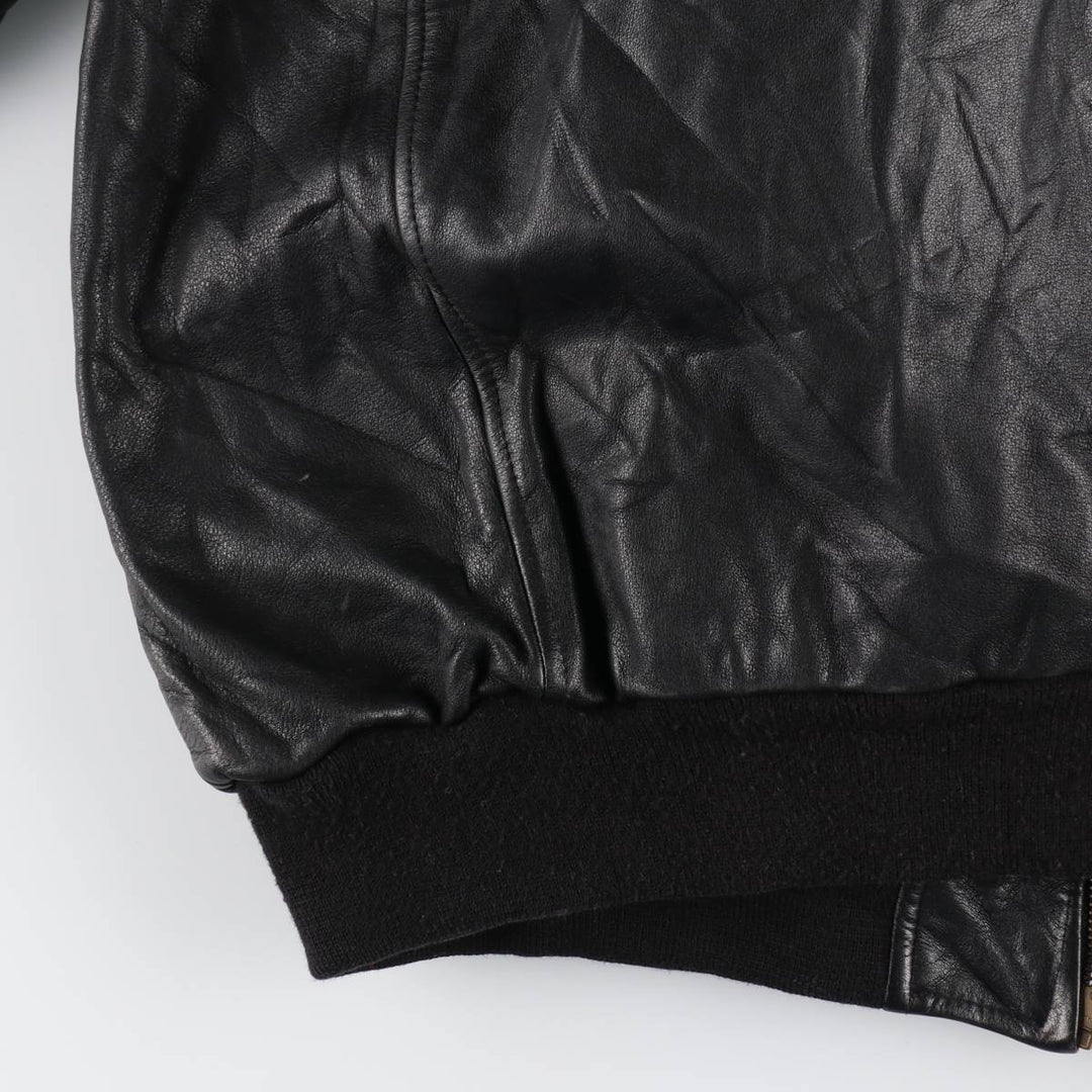 90'S Adidas Equipment with liner, back embroidery, leather blouson type, men's size L, vintage /evb009219