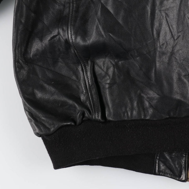 90'S Adidas Equipment with liner, back embroidery, leather blouson type, men's size L, vintage /evb009219