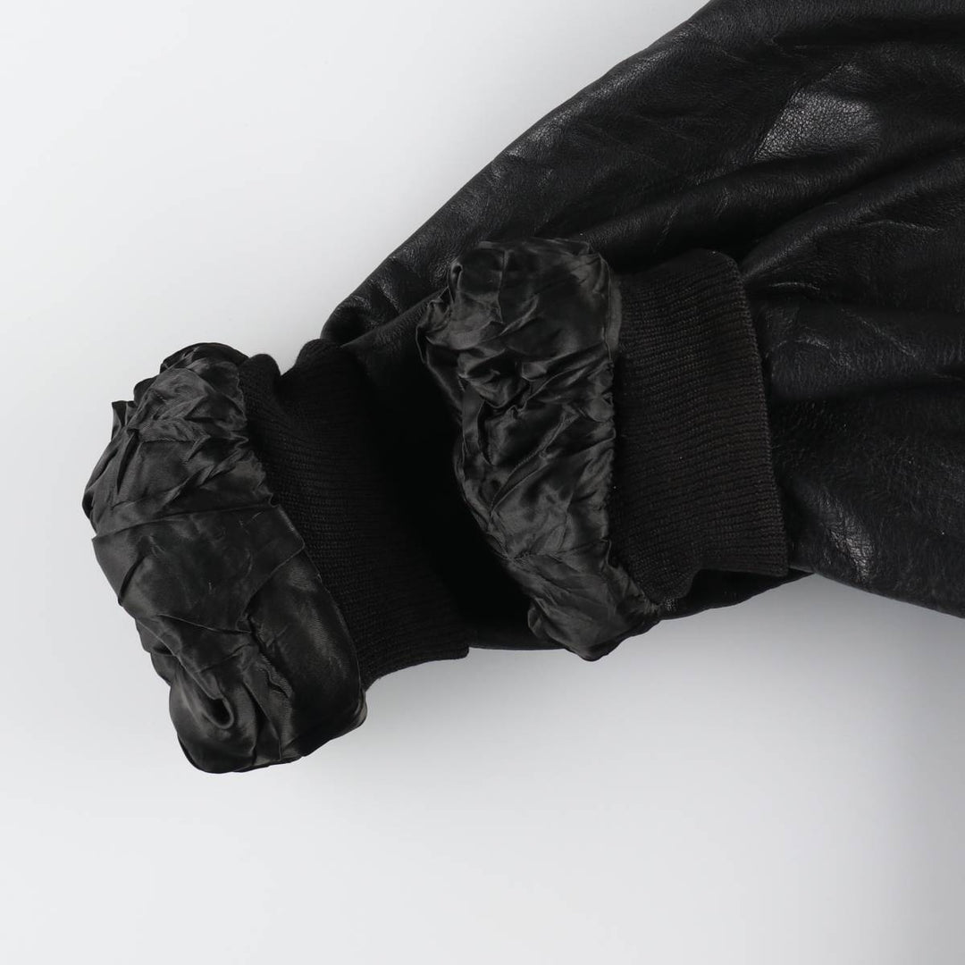 90'S Adidas Equipment with liner, back embroidery, leather blouson type, men's size L, vintage /evb009219