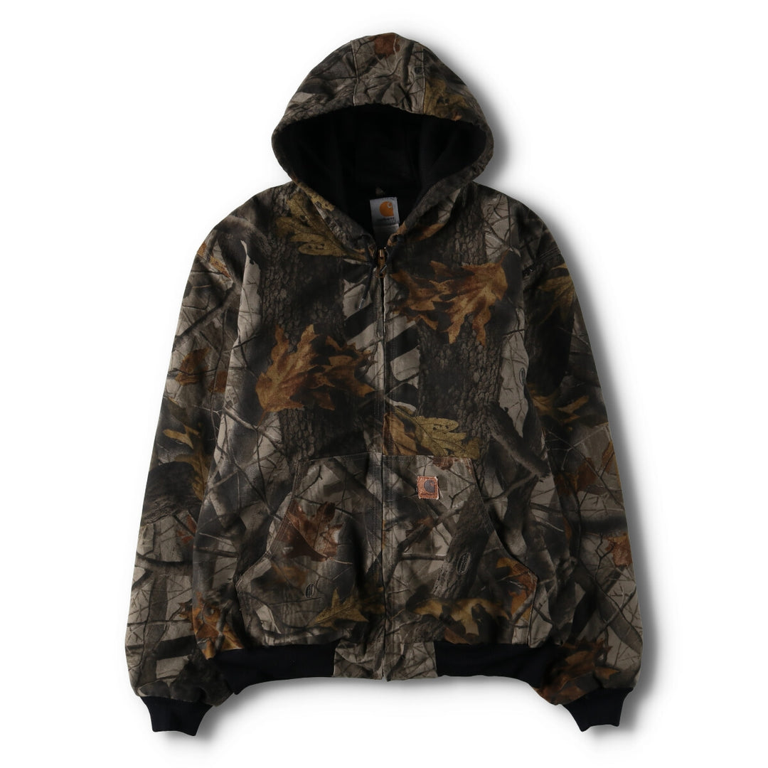 00'S Carhartt Active Jacket Camouflage Pattern Real Tree Camo Duck Full Zip Hoodie Men's XL /evb009264