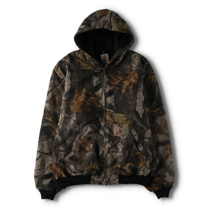 00'S Carhartt Active Jacket Camouflage Pattern Real Tree Camo Duck Full Zip Hoodie Men's XL /evb009264