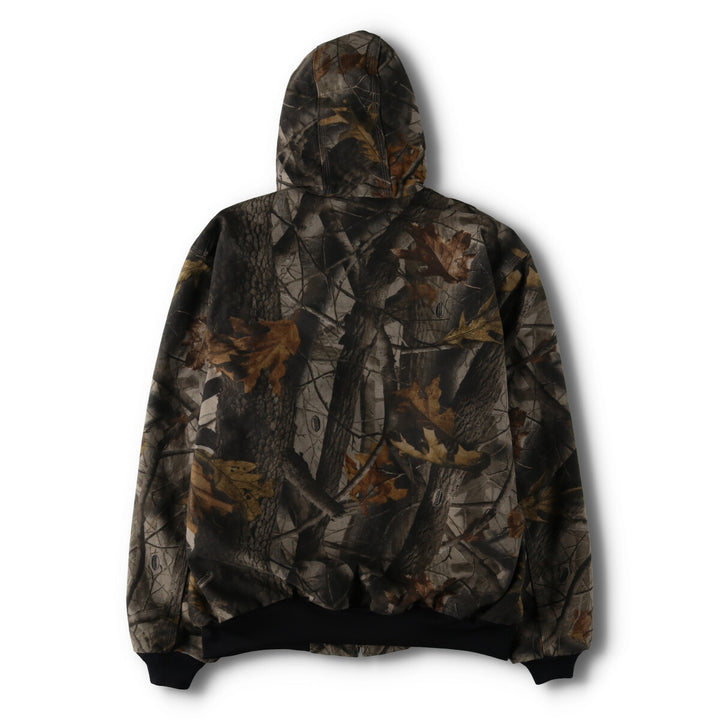 00'S Carhartt Active Jacket Camouflage Pattern Real Tree Camo Duck Full Zip Hoodie Men's XL /evb009264