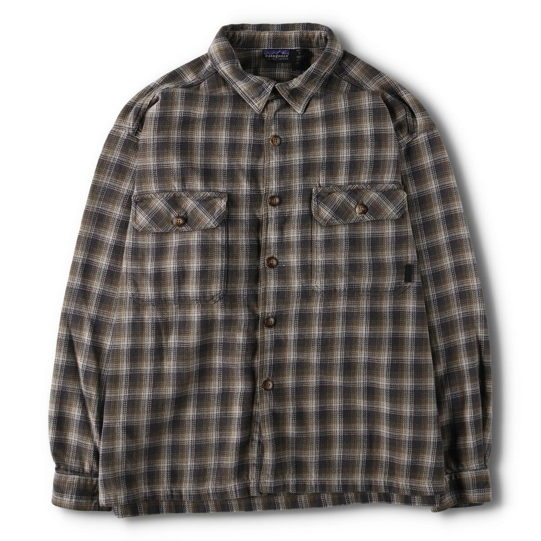 00'S Patagonia ORGANIC COTTON Organic Cotton Long Sleeve Flannel Check Shirt Box Shirt Men's M Size /evb009347