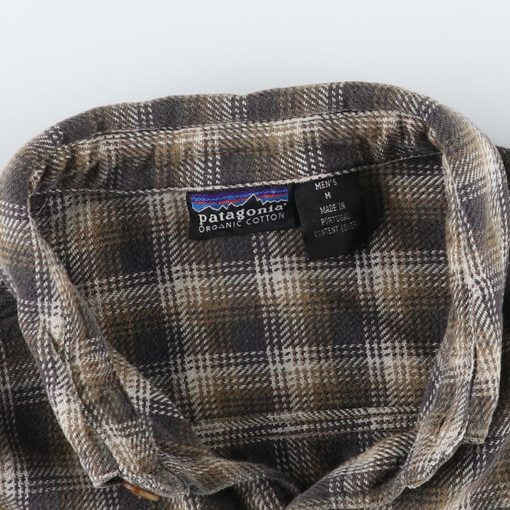 00'S Patagonia ORGANIC COTTON Organic Cotton Long Sleeve Flannel Check Shirt Box Shirt Men's M Size /evb009347