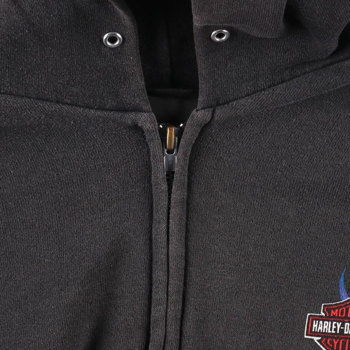 00'S Harley-Davidson Fire Pattern Sweat Full Zip Hoodie Men's XL /evb009369