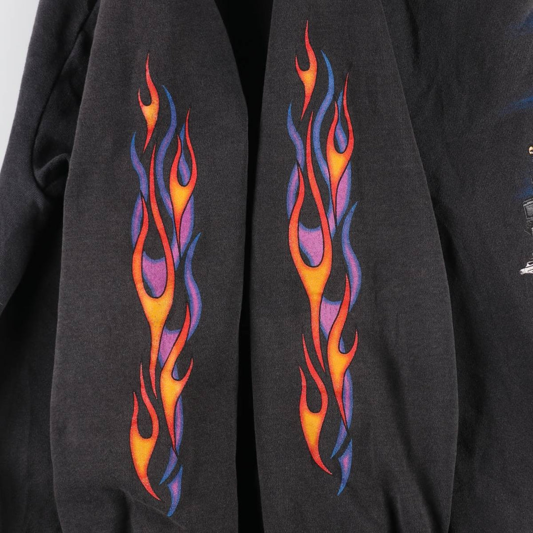 00'S Harley-Davidson Fire Pattern Sweat Full Zip Hoodie Men's XL /evb009369