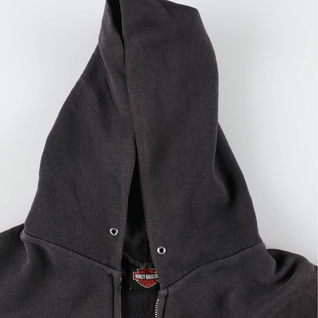 00'S Harley-Davidson Fire Pattern Sweat Full Zip Hoodie Men's XL /evb009369
