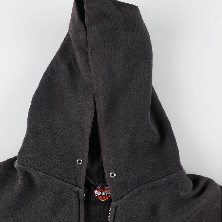 00'S Harley-Davidson Fire Pattern Sweat Full Zip Hoodie Men's XL /evb009369