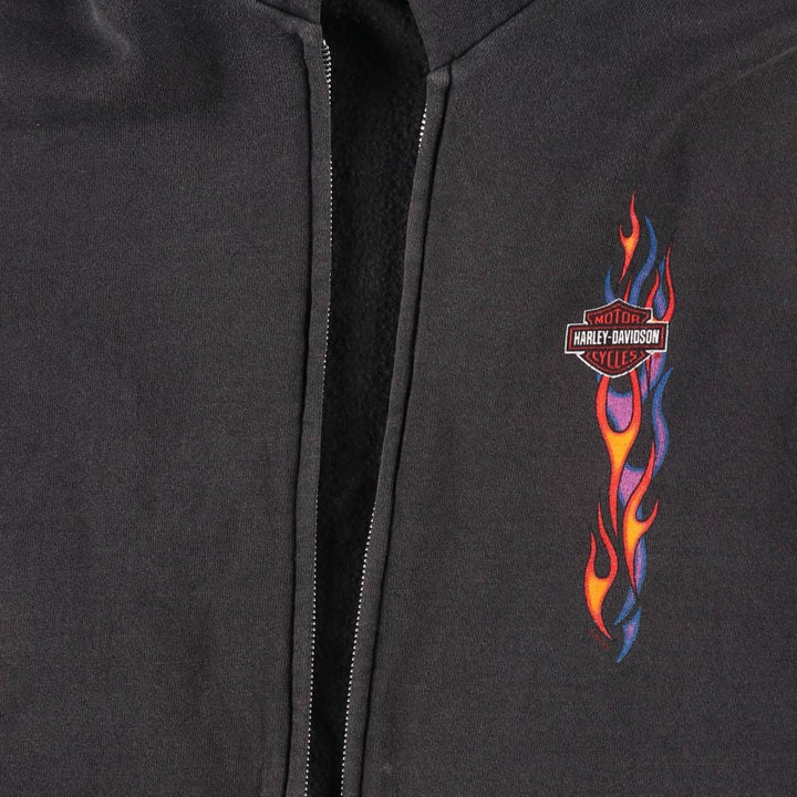 00'S Harley-Davidson Fire Pattern Sweat Full Zip Hoodie Men's XL /evb009369