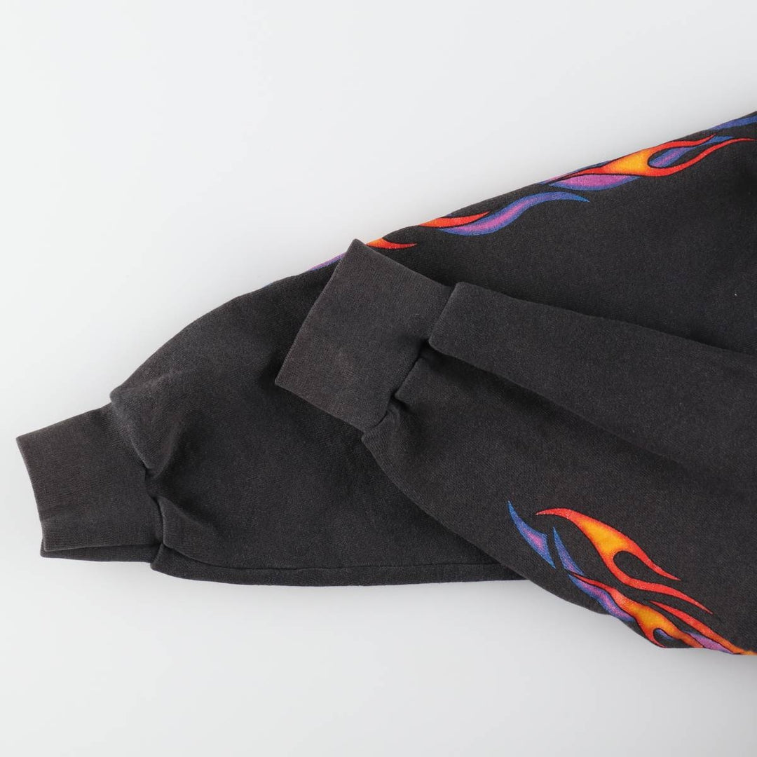 00'S Harley-Davidson Fire Pattern Sweat Full Zip Hoodie Men's XL /evb009369