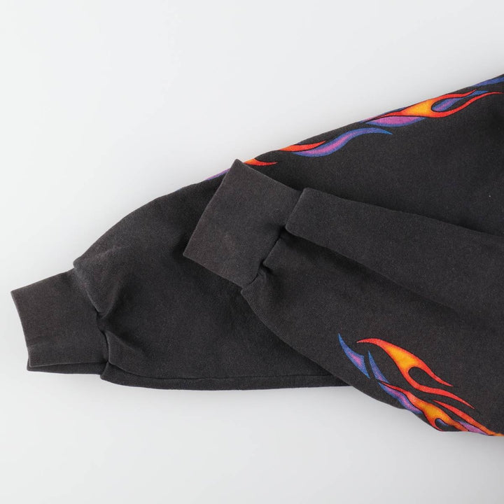 00'S Harley-Davidson Fire Pattern Sweat Full Zip Hoodie Men's XL /evb009369