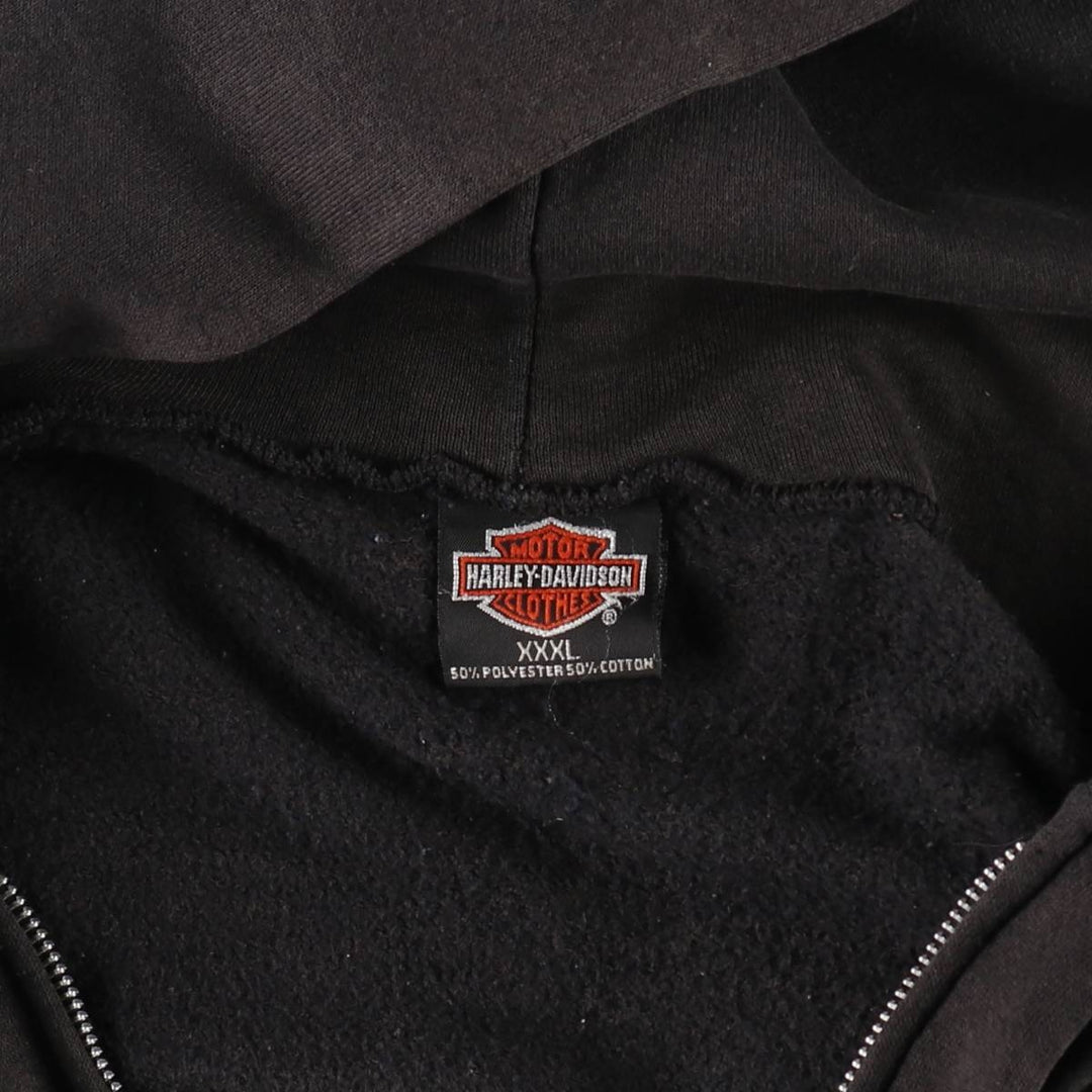 Big size 90'S Harley Davidson fire pattern sweat full zip hoodie made in USA men's XXXL equivalent /evb009370