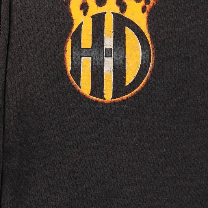 Big size 90'S Harley Davidson fire pattern sweat full zip hoodie made in USA men's XXXL equivalent /evb009370