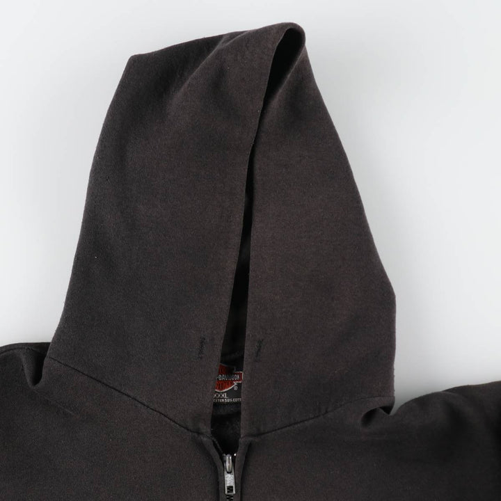 Big size 90'S Harley Davidson fire pattern sweat full zip hoodie made in USA men's XXXL equivalent /evb009370