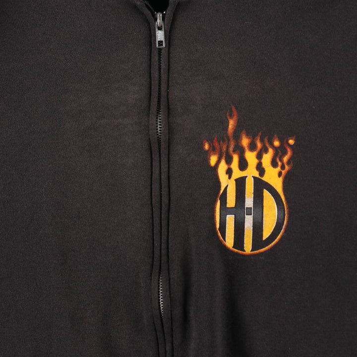 Big size 90'S Harley Davidson fire pattern sweat full zip hoodie made in USA men's XXXL equivalent /evb009370