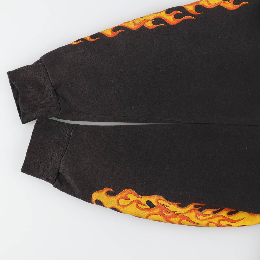 Big size 90'S Harley Davidson fire pattern sweat full zip hoodie made in USA men's XXXL equivalent /evb009370