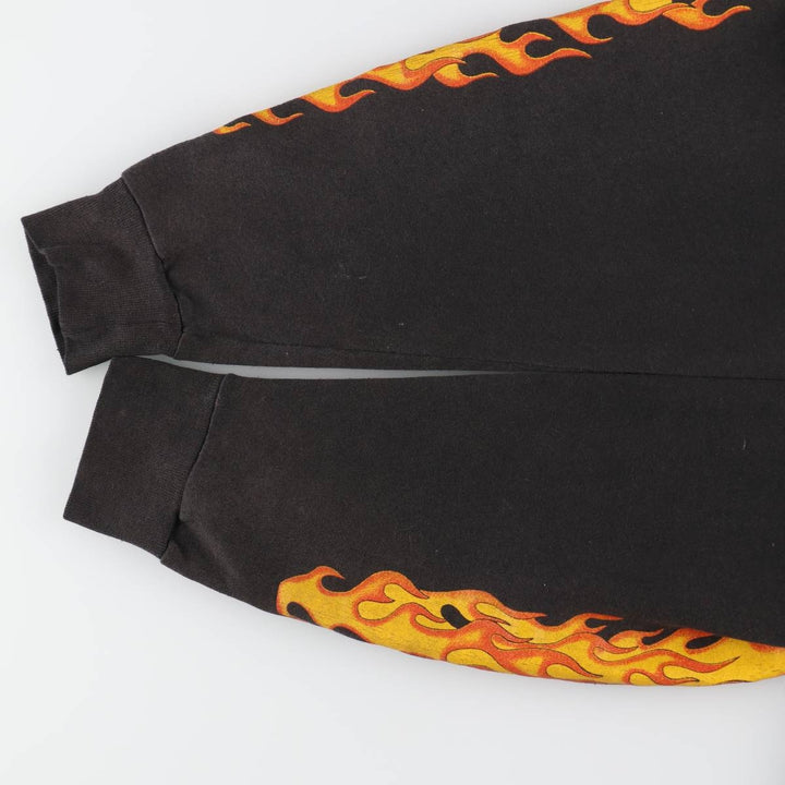 Big size 90'S Harley Davidson fire pattern sweat full zip hoodie made in USA men's XXXL equivalent /evb009370