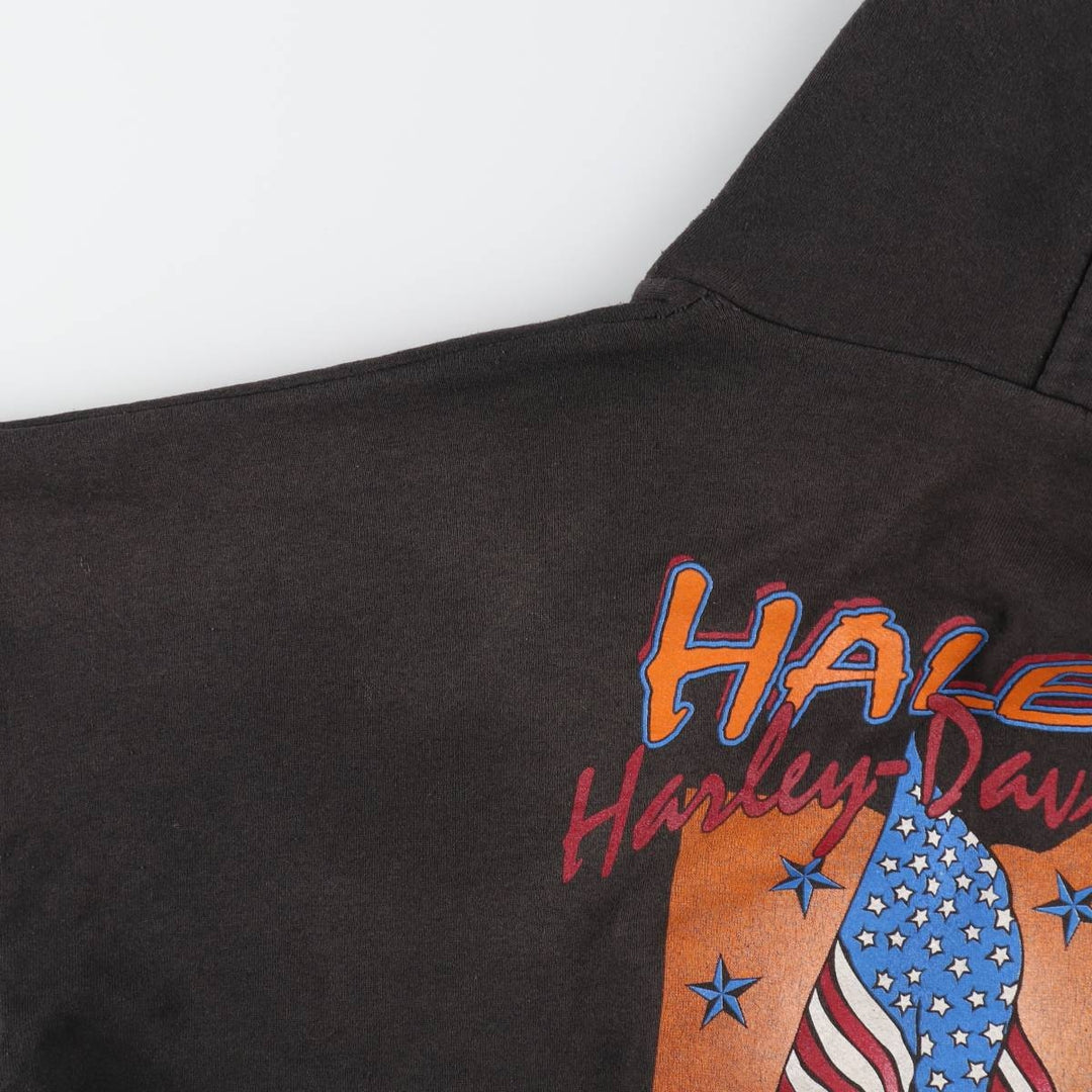 Big size 90'S Harley Davidson fire pattern sweat full zip hoodie made in USA men's XXXL equivalent /evb009370