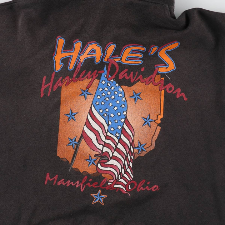 Big size 90'S Harley Davidson fire pattern sweat full zip hoodie made in USA men's XXXL equivalent /evb009370