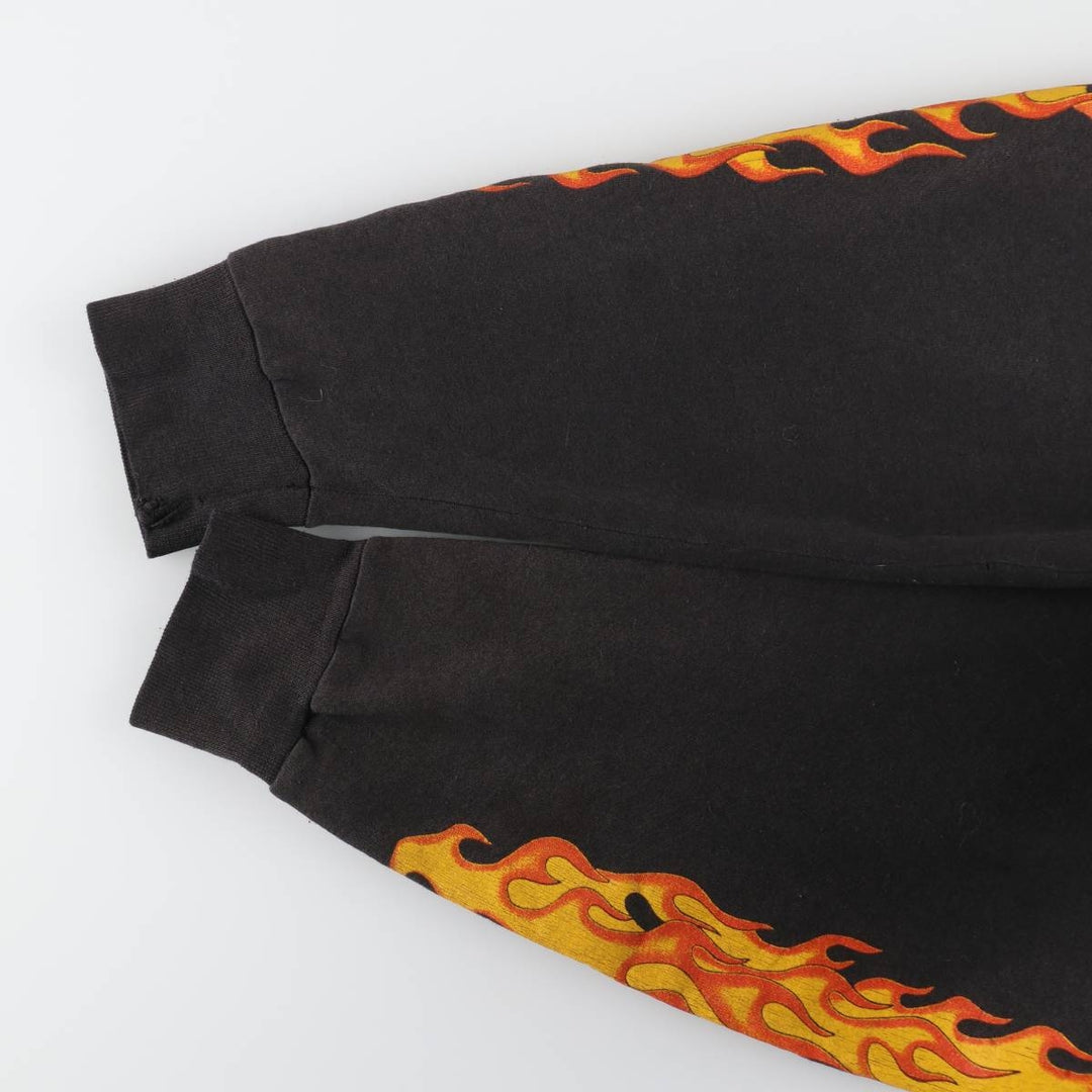 Big size 90'S Harley Davidson fire pattern sweat full zip hoodie made in USA men's XXXL equivalent /evb009370